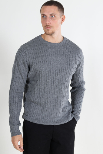 Cable Cotton Knit Lt Grey Mix