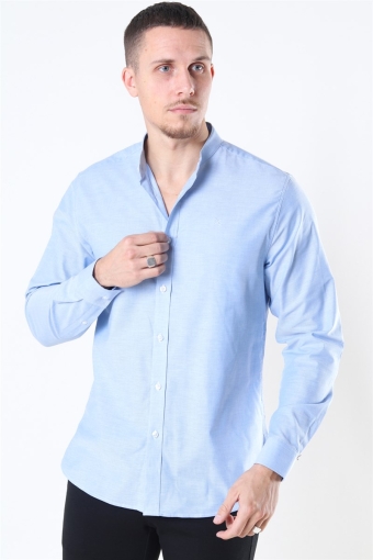 Oxford Mao Stretch L/S Light Blue