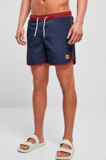 Retro Badehose White/Midnight Navy