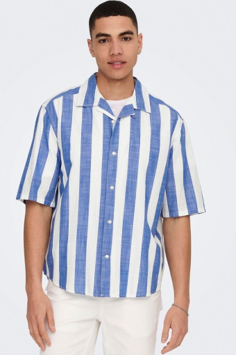 Tes Relax Slub Stripe SS Shirt Turkish Sea