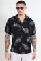 Jack & Jones Jeff Abstract Print Resort Hemd SS Black